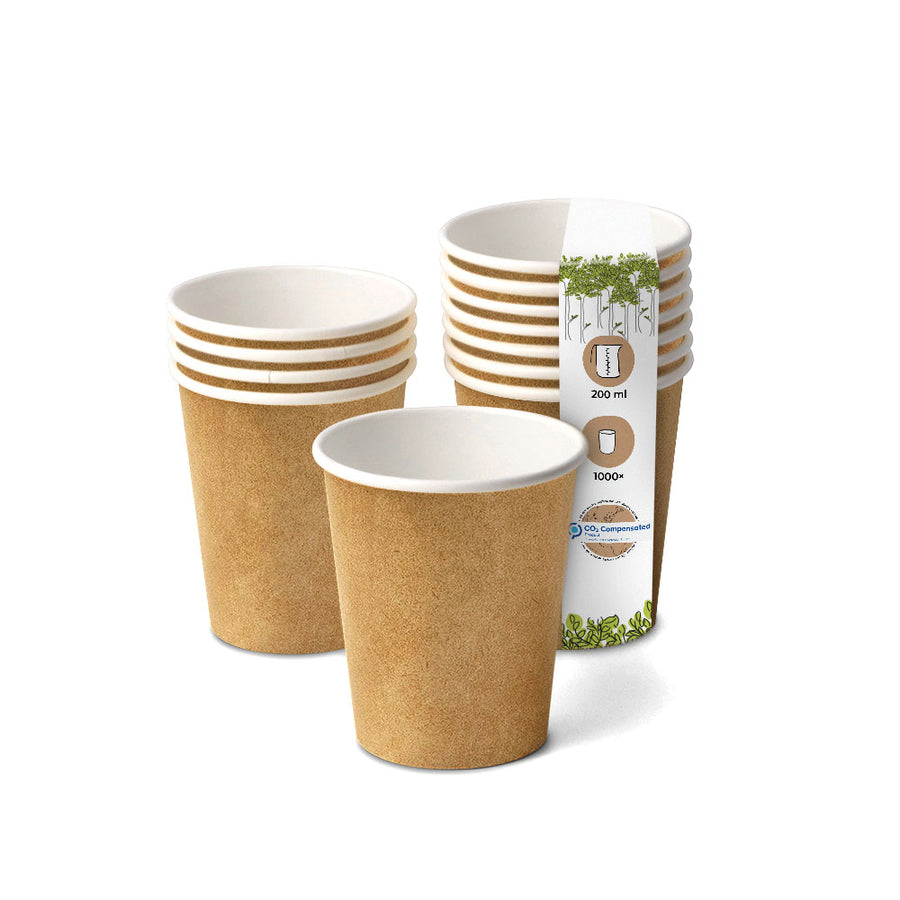Pappbecher braun doppelwandig – kompostierbar, DIN 13432, Coffee to go