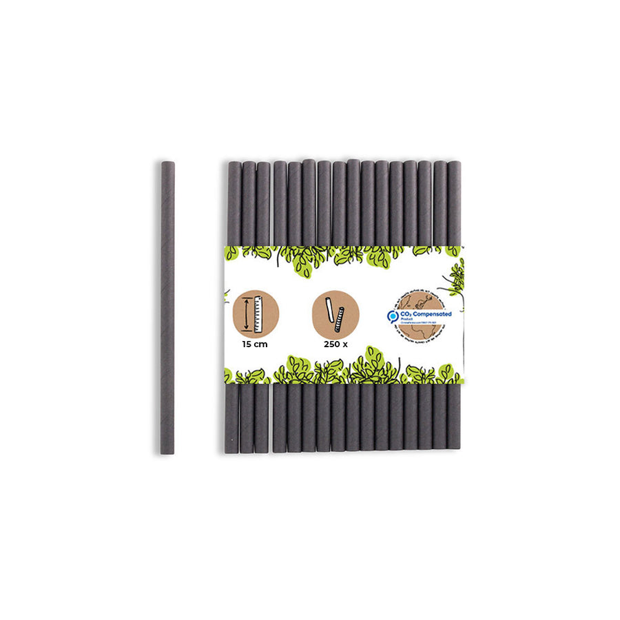Papierstrohhalme schwarz, biologisch abbaubar für Cocktails