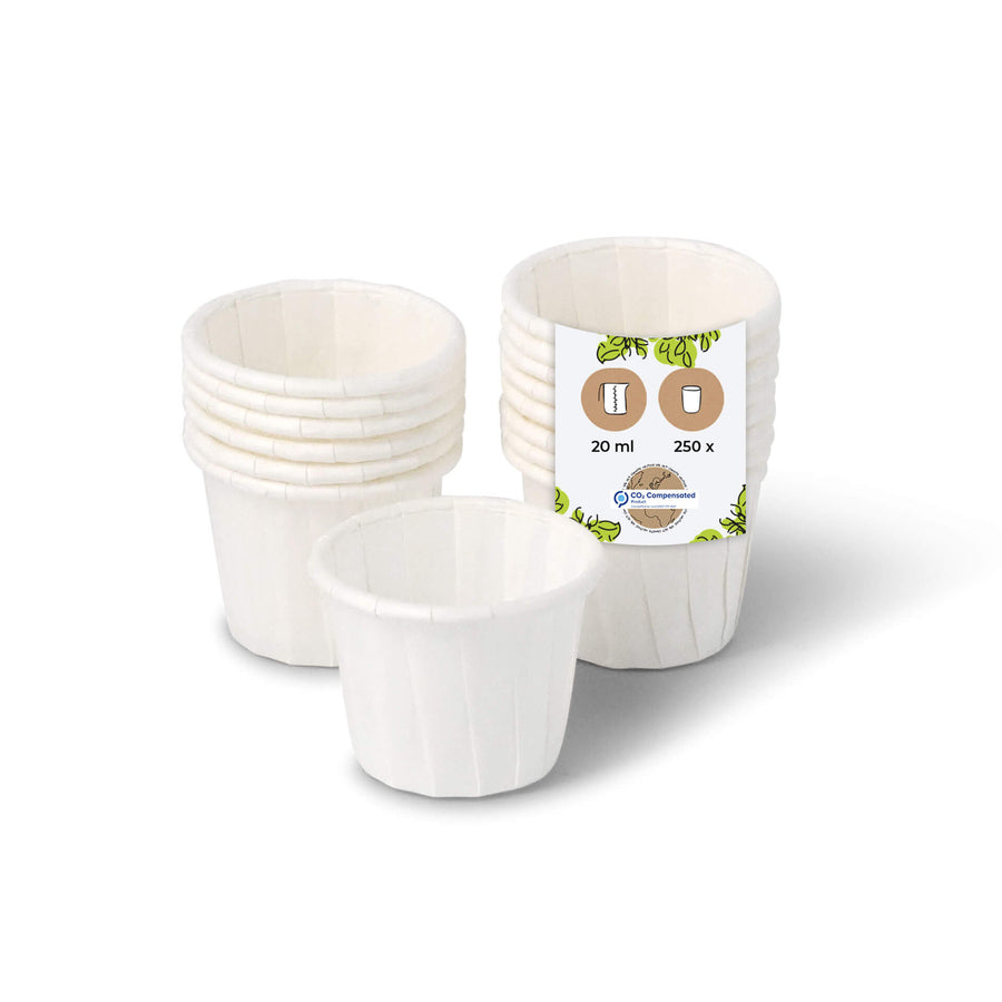 Mini Probierbecher Shotbecher Einwegbecher kompostierbar weiß div Größen