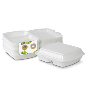 Menüboxen 2-geteilt 24x20,5x7 cm weiß – Thermo XPS mit Deckel