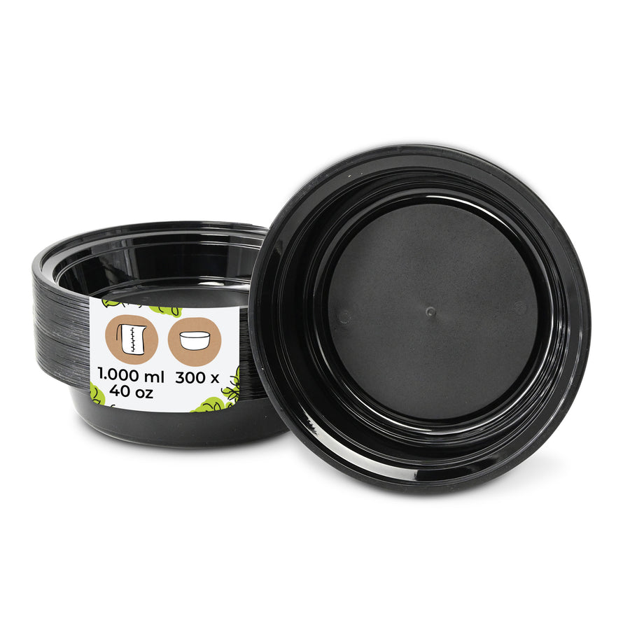 Mehrwegbehälter PP rund schwarz – mikrowellen- & recycelbar