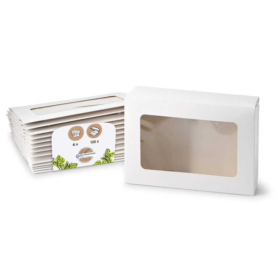 Cupcake Boxen, Zellulose-Fenster, weiß – 6er (125 Stück)