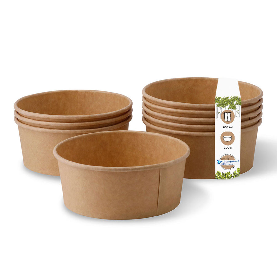 Kraftkarton-Schale rund, kompostierbar - To-Go Salat & Suppe