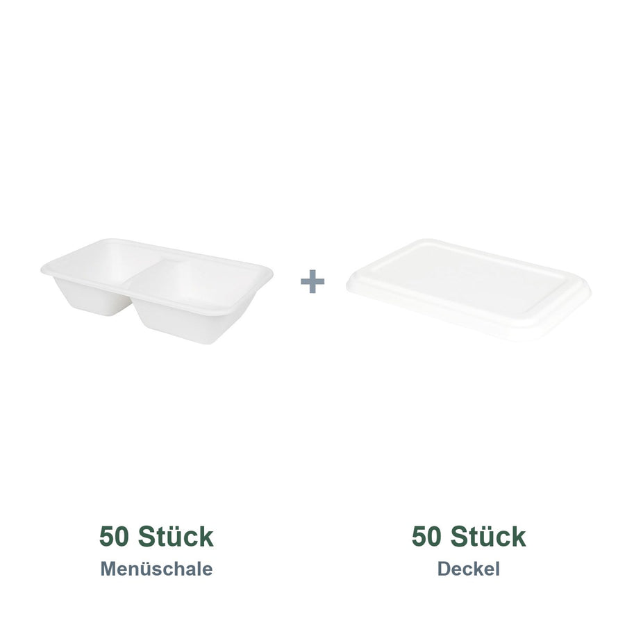 Set aus 50 Menüschale 1000 ml und 50 Deckel 23x14,5 cm