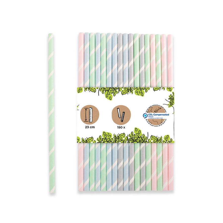 Papierstrohhalme Jumbo pastell, biologisch abbaubar