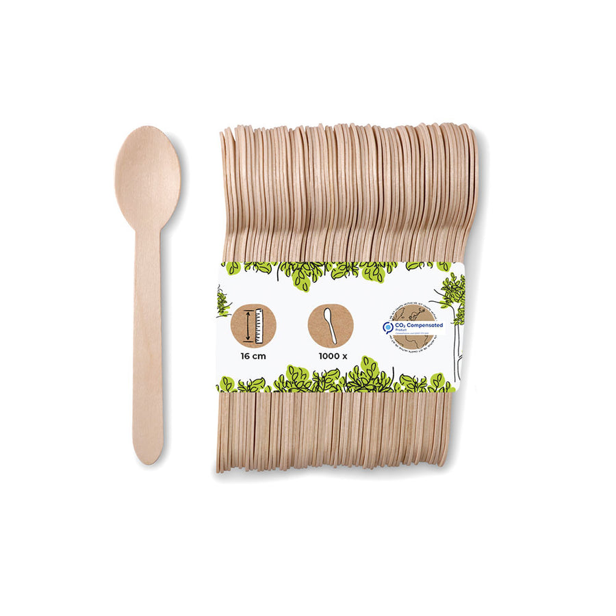 Einweglöffel aus Holz 16,5 & 18 cm – Holzbesteck für Gastronomie – 16.5cm (1000 Stück)