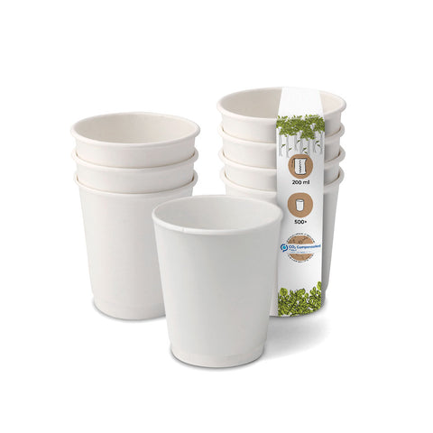 Pappbecher doppelwandig weiß - kompostierbare Coffee-to-go-Becher