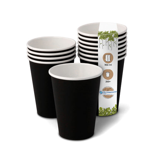 Pappbecher Trinkbecher Einwegbecher kompostierbar, schwarz, div. Größen