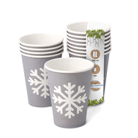 Winterbecher To Go mit Schneeflocken-Motiv - kompostierbar