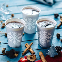 Winterbecher To Go mit Schneeflocken-Motiv - kompostierbar