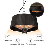 Hängeheizstrahler Infrarot 1500 W mit LED-Licht & Fernbedienung