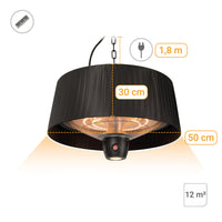 Hängeheizstrahler Infrarot 1500 W mit LED-Licht & Fernbedienung