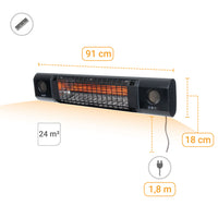 Wandheizstrahler Infrarot 2000 W mit Bluetooth-Lautsprechern