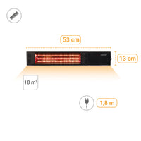 Wandheizstrahler Infrarot 1500 W – neigbar, 3 Heizstufen, Fernbedienung