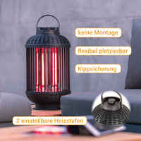 Tischheizstrahler Infrarot 1200 W – mobil, ohne Montage, Fernbedienung