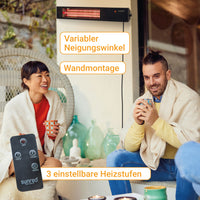 Wandheizstrahler Infrarot 1500 W – neigbar, 3 Heizstufen, Fernbedienung