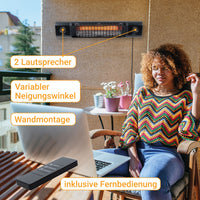 Wandheizstrahler Infrarot 2000 W mit Bluetooth-Lautsprechern