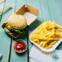 Burgerboxen Kraftkarton braun, kompostierbar mit Klappdeckel