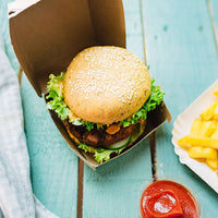 Burgerboxen Kraftkarton braun, kompostierbar mit Klappdeckel