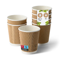Coffee-to-go-Becher Einweg – Riffelbecher aus Pappe, doppelwandig