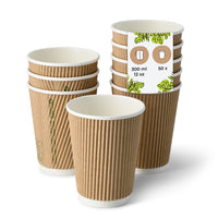 Coffee-to-go-Becher Einweg – Riffelbecher aus Pappe, doppelwandig