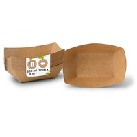 Snackschale Pappe braun – Pommesschale mit PE-Beschichtung, Schiffchen