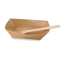 Snackschale Pappe braun – Pommesschale mit PE-Beschichtung, Schiffchen