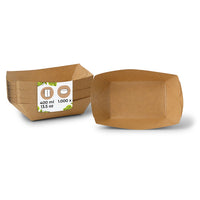 Snackschale Pappe braun – Pommesschale mit PE-Beschichtung, Schiffchen
