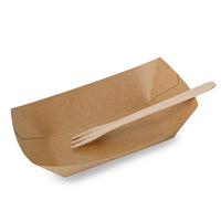 Snackschale Pappe braun – Pommesschale mit PE-Beschichtung, Schiffchen
