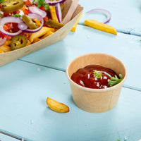 Portionsbecher aus Karton – runde Einweg-Becher für Dips & Saucen