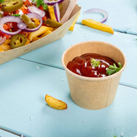 Portionsbecher aus Karton – runde Einweg-Becher für Dips & Saucen
