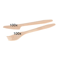 Holzbesteck-Set Messer & Gabel – kompostierbares Einwegbesteck