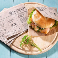 Papier-Burger-Taschen 16 x 16 cm, Zeitungsoptik, braun