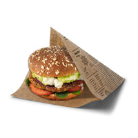 Papier-Burger-Taschen 16 x 16 cm, Zeitungsoptik, braun