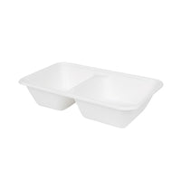 Menüschalen aus Zuckerrohr - kompostierbar, Take Away, 2 Kammern