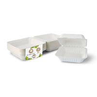 Zuckerrohr-Menübox mit Klappdeckel, kompostierbar, div. Größen
