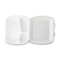 Menüboxen 3-geteilt aus XPS-Schaum – Thermo To-Go-Schalen mit Deckel