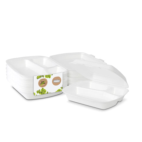 Menüboxen 3-geteilt aus XPS-Schaum – Thermo To-Go-Schalen mit Deckel