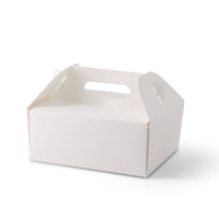 Kuchen Transportbox aus Kraftkarton, weiß & faltbar mit Tragegriff