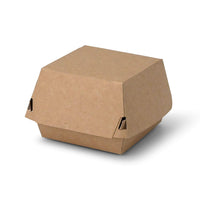 Burgerboxen Kraftkarton braun, kompostierbar mit Klappdeckel