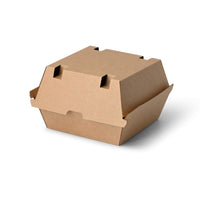 Burgerboxen Kraftkarton braun, kompostierbar mit Klappdeckel