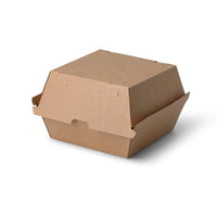 Burgerboxen Kraftkarton braun, kompostierbar mit Klappdeckel