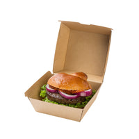 Burgerboxen Kraftkarton braun, kompostierbar mit Klappdeckel