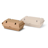 Take Away Burger Box mit Klappdeckel - Karton, braun-weiß