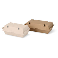 Take Away Burger Box mit Klappdeckel - Karton, braun-weiß