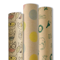 Geschenkpapier Set aus Recyclingpapier – Kraftpapier-Rollen