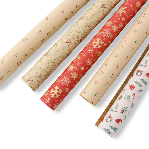 Geschenkpapier Set aus Recyclingpapier – Kraftpapier-Rollen