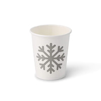 Winterbecher To Go mit Schneeflocken-Motiv - kompostierbar