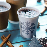 Winterbecher To Go mit Schneeflocken-Motiv - kompostierbar