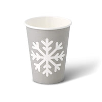 Winterbecher To Go mit Schneeflocken-Motiv - kompostierbar